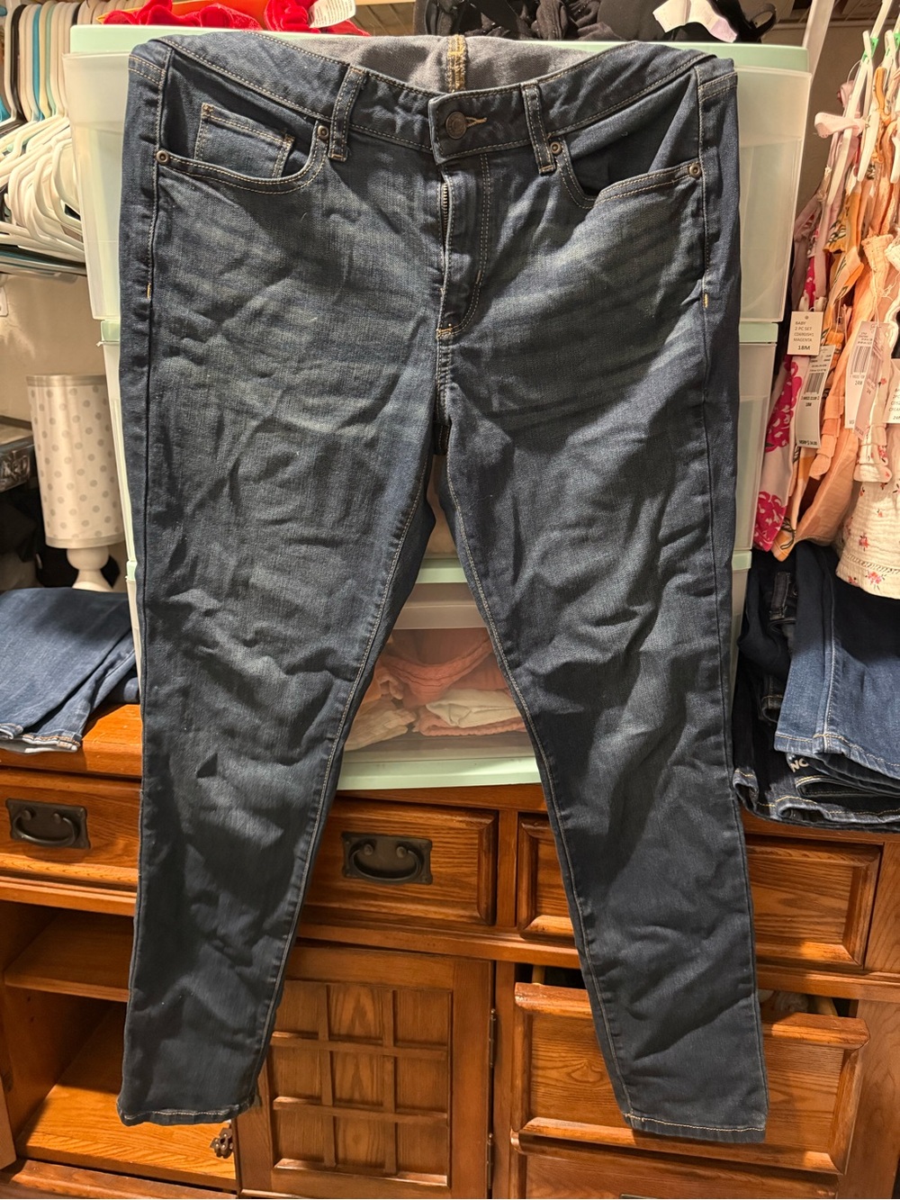 Sonoma Skinny Stretch Jeans in Dark Blue Wash